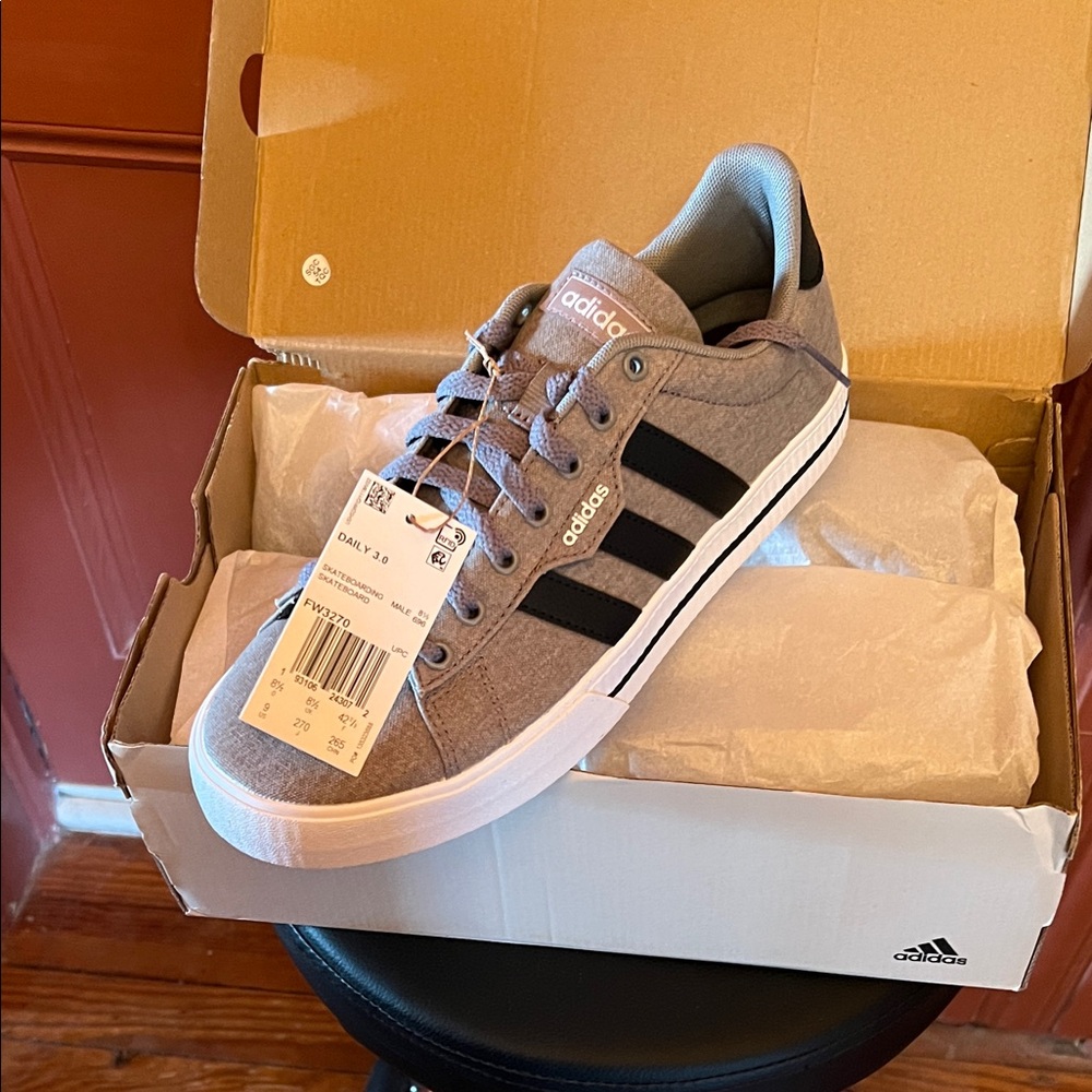 adidas Daily 3.0 Heather Grey Sneaker with Black Stripes